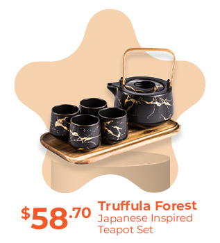 Truffula Forest [Black] 6pcs Japanese Inspired Teapot Set