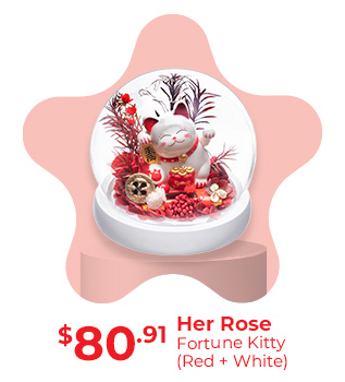Her Rose Fortune Kitty (Red + White)