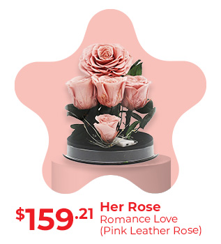 Her Rose Romance Love (Pink Leather Pink Rose)