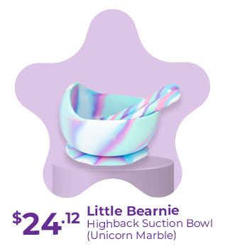 Little Bearnie Highback Suction Bowl Feeding Set - Unicorn Marble