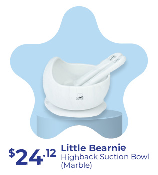 Little Bearnie Highback Suction Bowl Feeding Set - Marble
