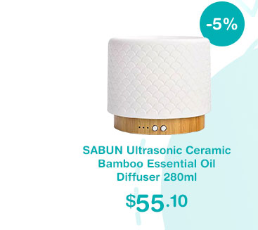 SABUN Ultrasonic Ceramic Bamboo Essential Oil Diffuser 280ml