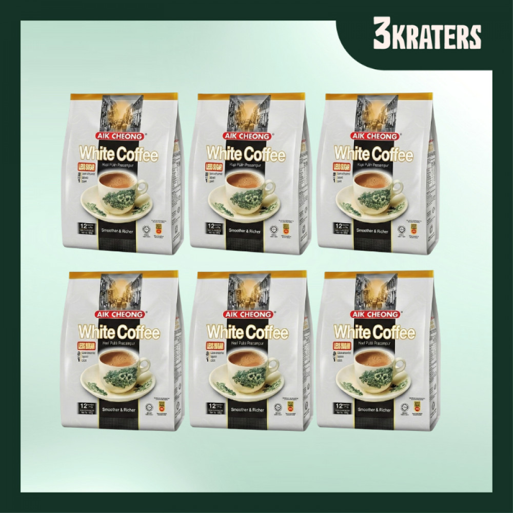 Aik Cheong 3 In 1 White Coffee Less Sugar 12s x 40g - Bundle of 6