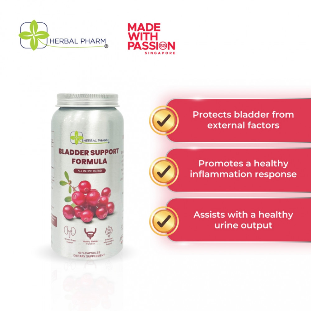 Herbal Pharm - Bladder Support Formula Supplemets, 60 V-Capsules | Improves Bladder Control