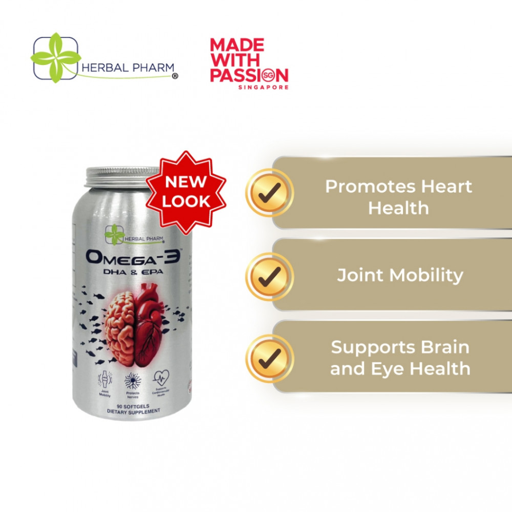 Herbal Pharm - Omega 3 DHA & EPA, 90 Softgels | Health and Wellness Cognitive Enhancement