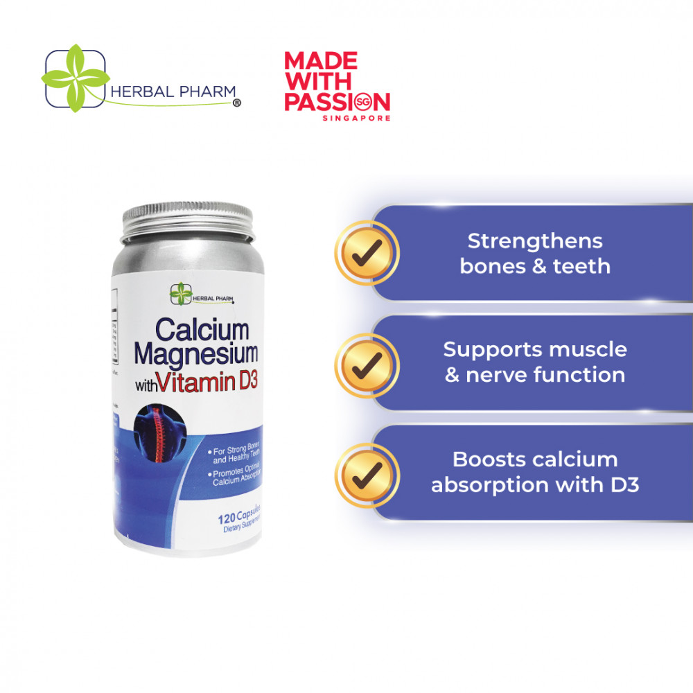 Herbal Pharm - Calcium Magnesium with Vitamin D3, 120 Capsules