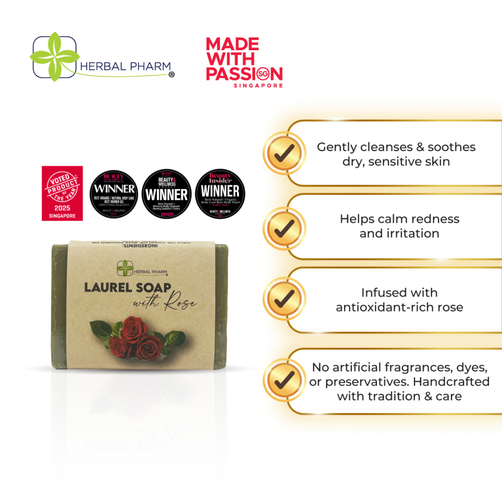 Herbal Pharm - Laurel Soap with Rose, 125g (Natural & Organic)