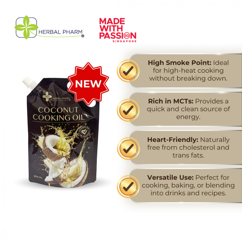 Herbal Pharm - Coconut Cooking Oil, 500ml (Natural & Organic)