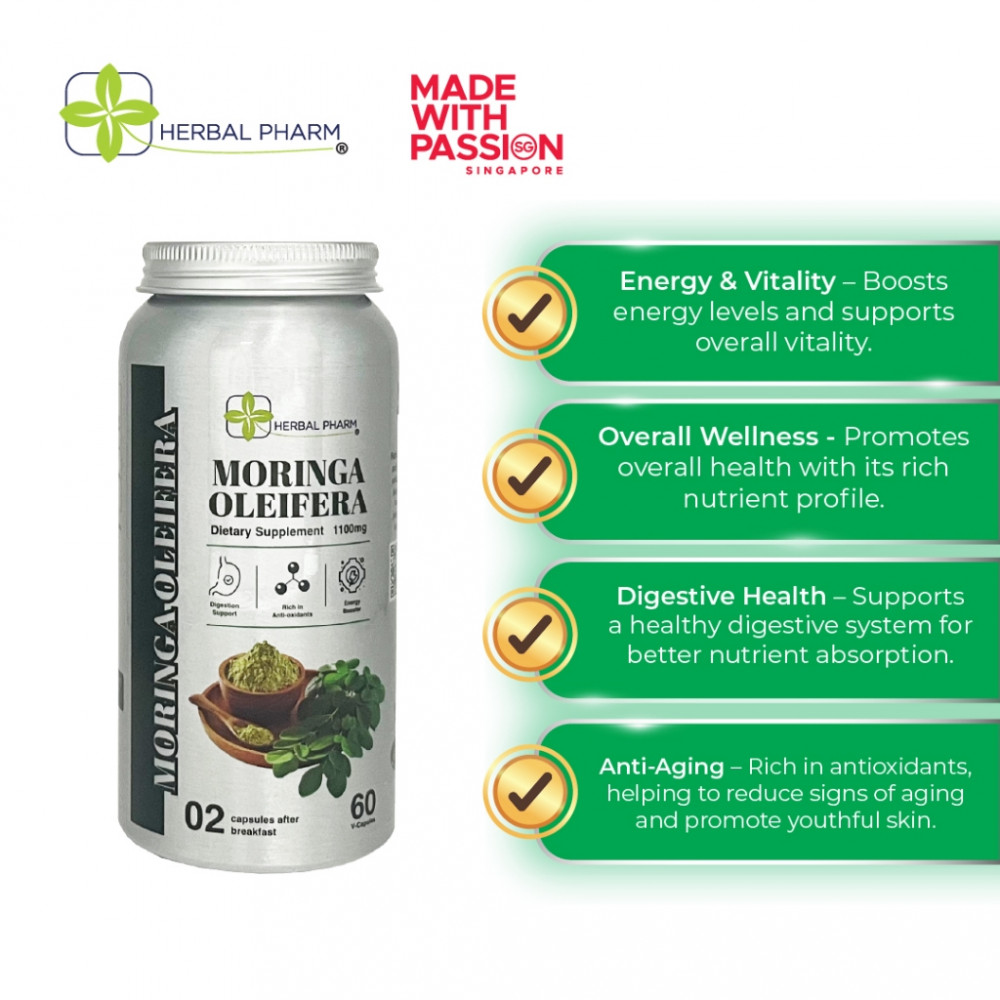 Herbal Pharm Moringa Oleifera – Natural Superfood Supplement | Energy, Immunity & Detox Support