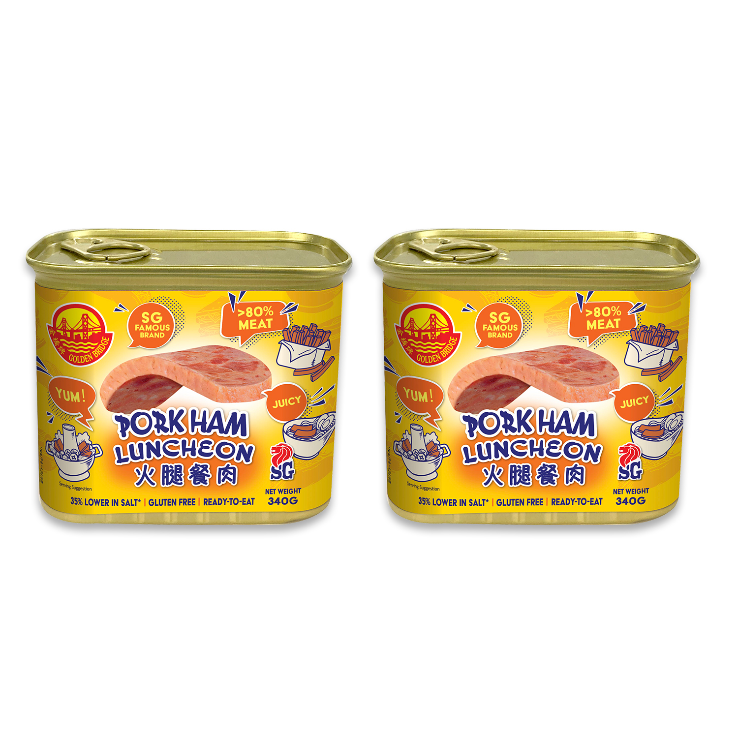 [Bundle of 2] Golden Bridge Pork Ham Luncheon 340g