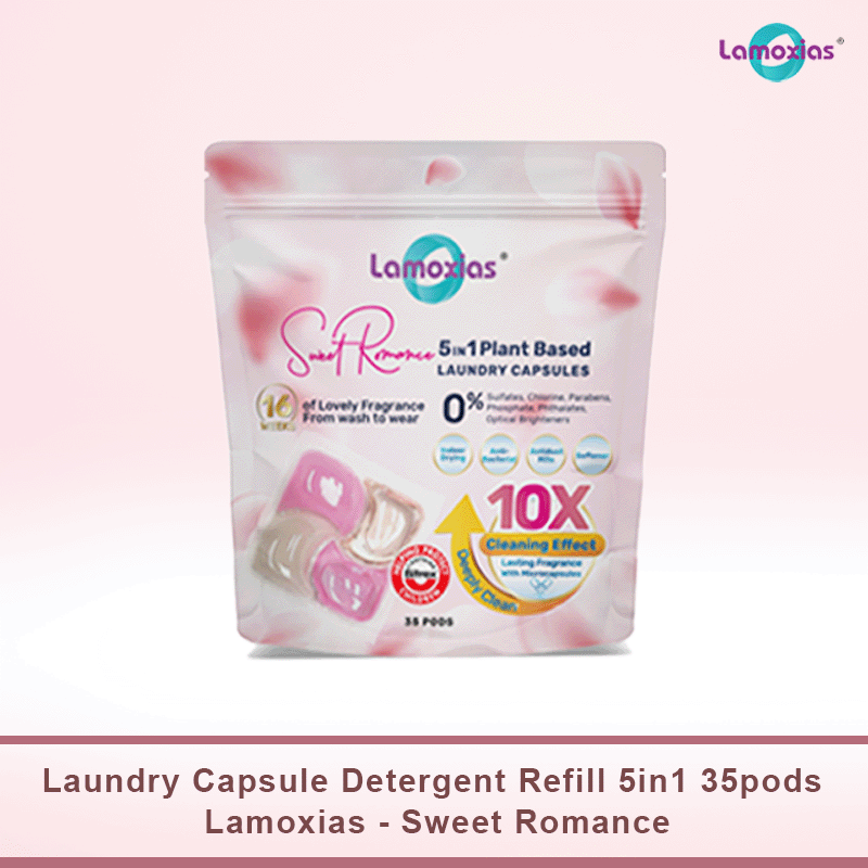 [Bundle of 5] Lamoxias® 5in1 Antibacterial Anti-Dust Mites Laundry Capsules - Sweet Romance 35pods/pack