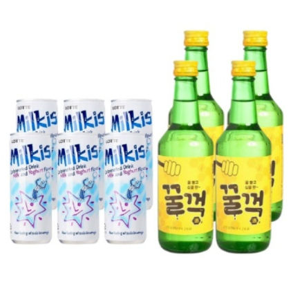 Bohae Honey Soju x 4 + Lotte Milkis x 6
