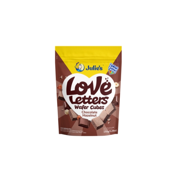 Julie's Love Letter Chocolate Hazelnut Wafer Cube 150g