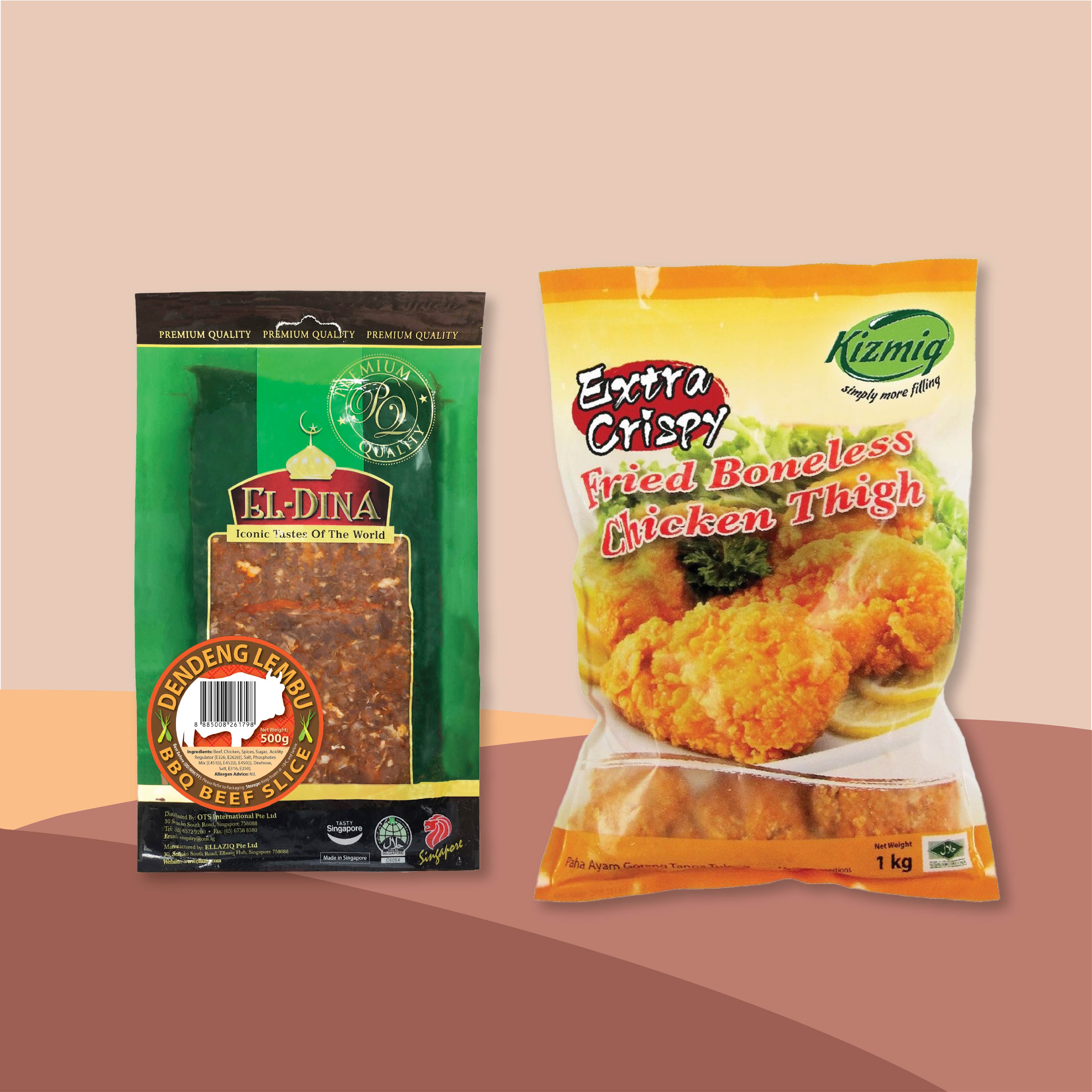 [Ramadan Set] Lembu Dendeng 500g Frozen + Crispy Boneless Chicken 1kg / Viya Crab Roll 250g