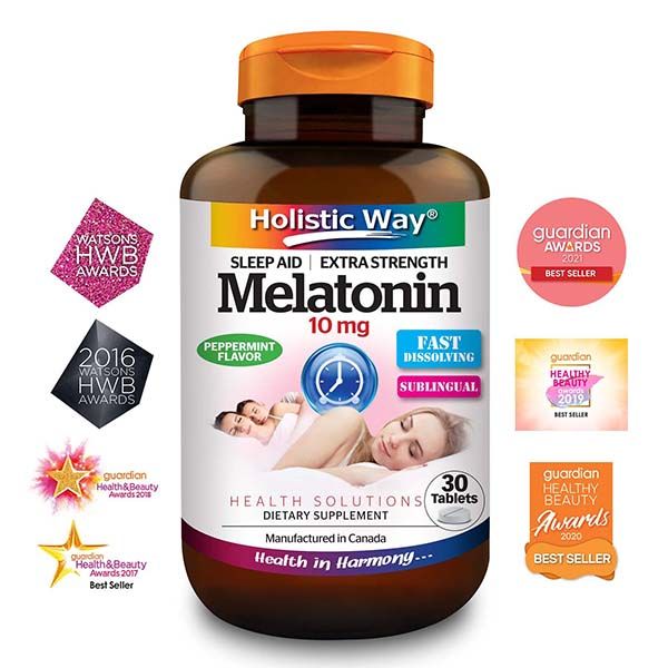 Holistic Way Sleep Aid Extra Strength Melatonin 10mg Peppermint Flavor (30 Tablets)