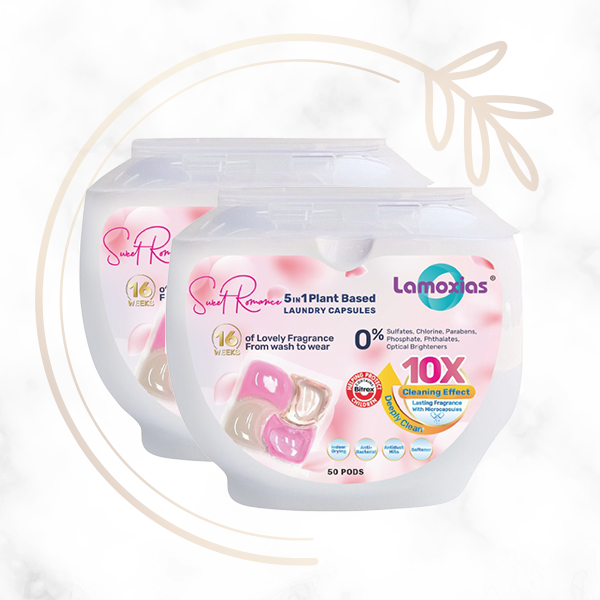 [Bundle of 2] Lamoxias® 5in1 Antibacterial Anti-Dust Mites Laundry Capsules - Sweet Romance 50pods/tub