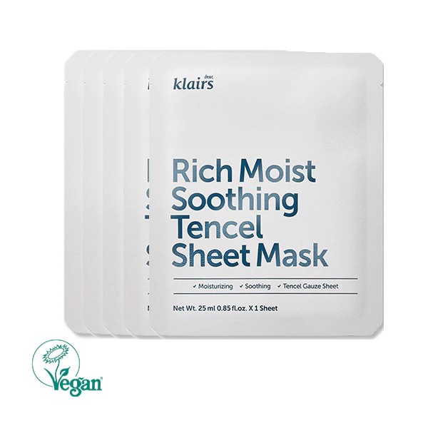 Dear, Klairs Rich Moist Soothing Tencel Sheet Mask (5 Pieces)