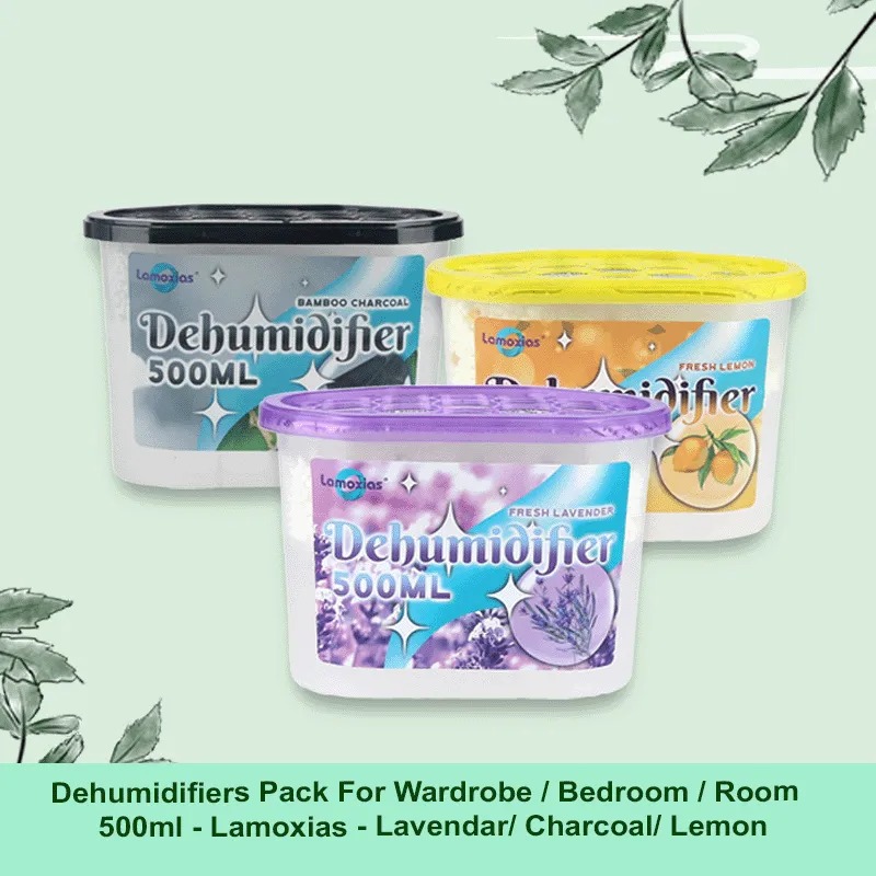 [Bundle 8] Lamoxias Dehumidifiers Moisture Absorber 500ml - Lavender / Lemon / Charcoal