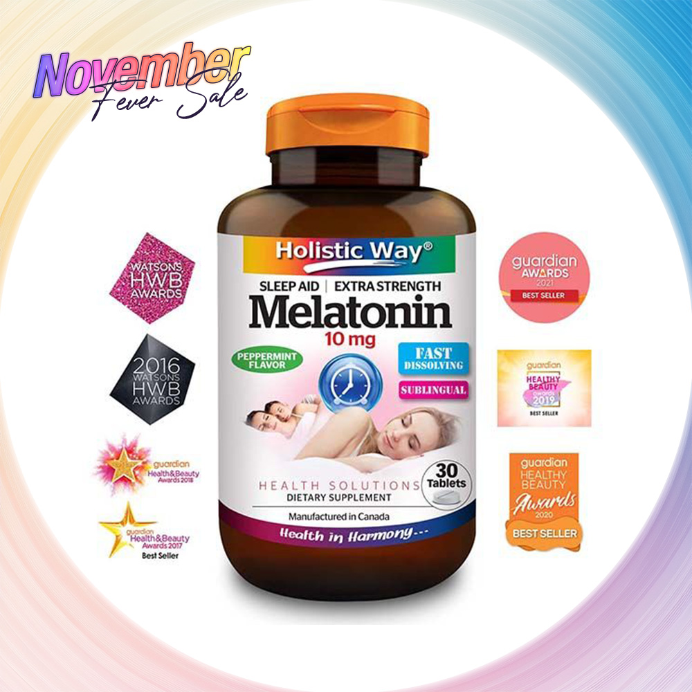 Holistic Way Sleep Aid Extra Strength Melatonin 10mg Peppermint Flavor (30 Tablets)