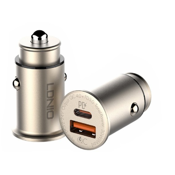 LDNIO Nucleus Series USB-C Fast Car Charger (with free Micro USB cable)