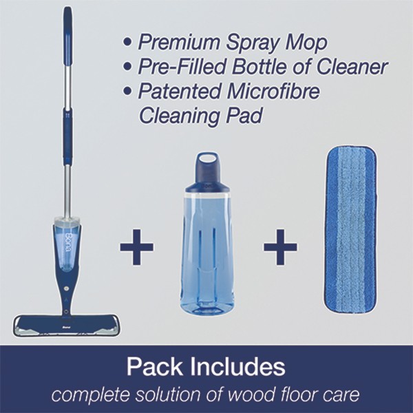 Bona Premium Spray Mop for Wood Floor (Set including Mop, Microfiber Pad and 850ml of ready-to-use special formula)