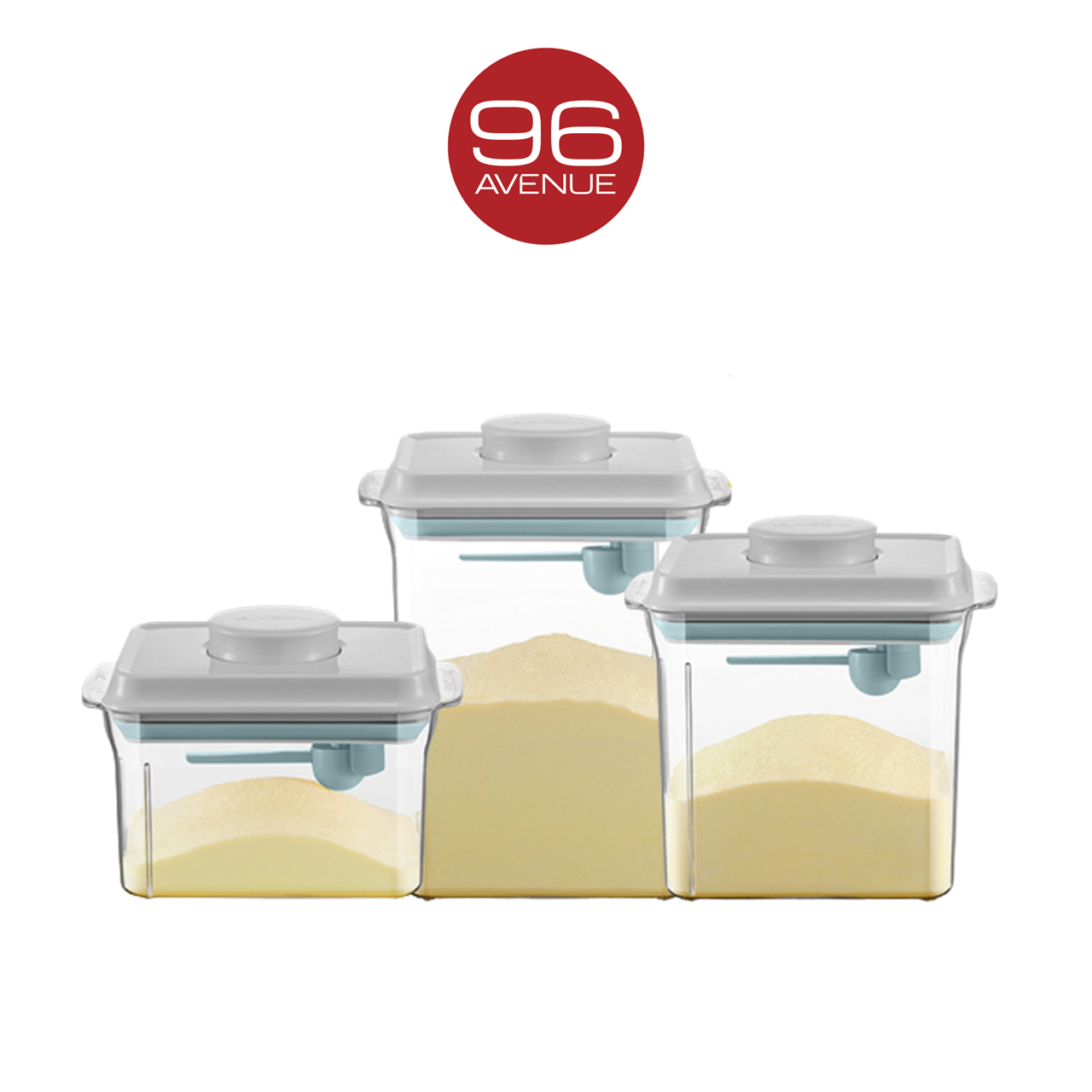 ANKOU AirTight Milk Powder Container with Scraper - Rectangle Clear 2300ml