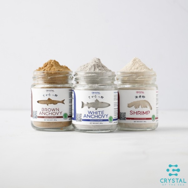 Crystal of the Sea - (Set of 3 Jar 80GR) White Anchovy + Brown Anchovy + Shrimp Powder