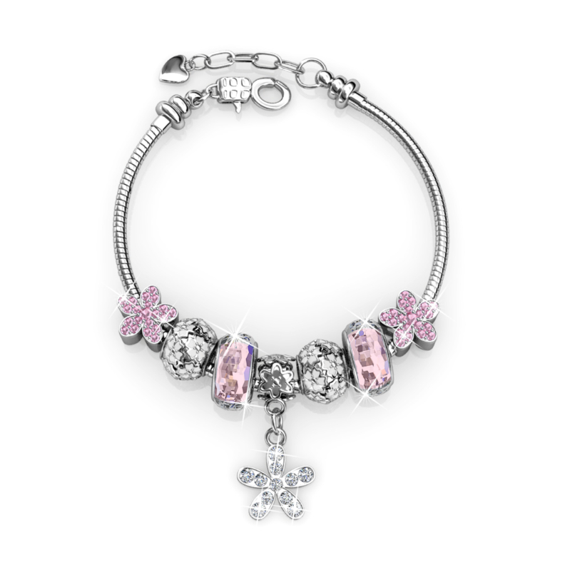 Enchanted Flower Charm Bracelet (Pink)