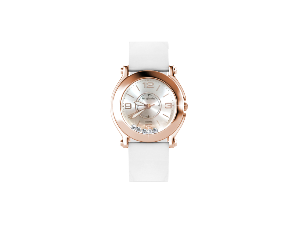 Happy Watch (Rose Gold, White)