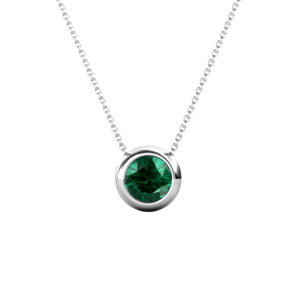 Birth Stone Moon Pendant (‏May, White Gold)