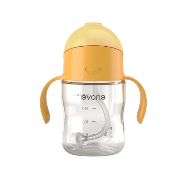 Evorie Tritan Baby 360 Straw Water Bottle Sippy Cup 200mL, Apricot