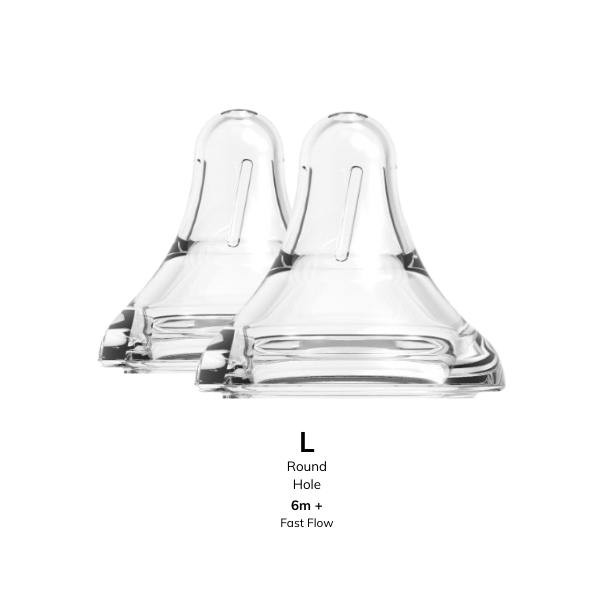 Twin Pack Peristaltic Teat for Wide-neck Baby Feeding Bottle L size