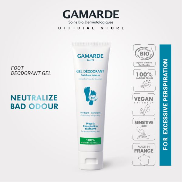 GAMARDE SANTÉ Organic Intense Freshness Foot Deodorant Gel 40g, Neutralizing Bad Odors (GEL DEODORANT FRAÎCHEUR INTENSE)