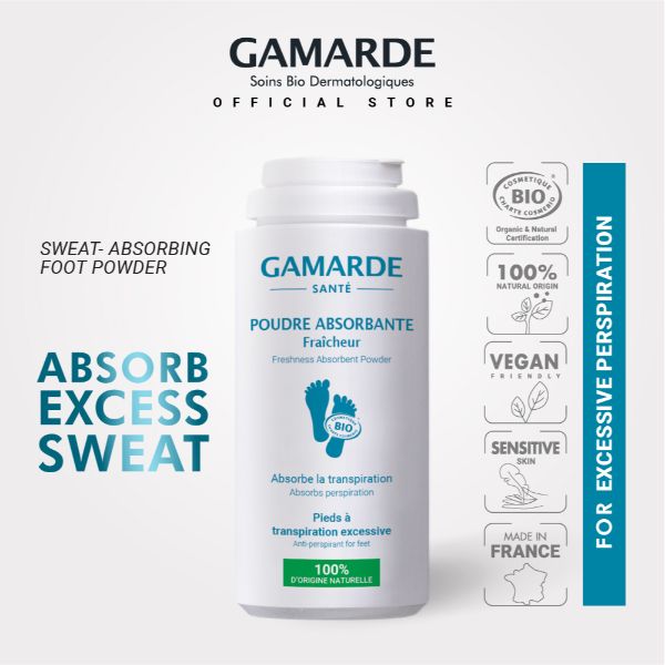 GAMARDE SANTÉ Organic Freshness Absorbent Foot Powder 35g, Absorb Excess Perspiration (POUDRE ABSORBANTE FRAÎCHEUR )