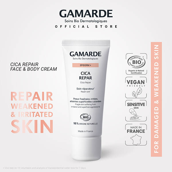 GAMARDE EPIDERM+ Organic Face & Body Regenerating Cica Cream 40ml, Repairing For Damaged & Sensitive Skin (CICA REPAR)