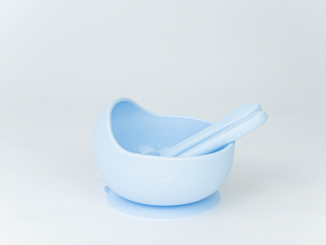 LITTLE BEARNIE Grow with Bearnie Highback Suction Bowl Feeding Set - Sky Blue