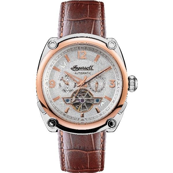 Ingersoll The Michigan Automatic Gold Stainless Steel I01103B Brown Leather Strap Men's Watch