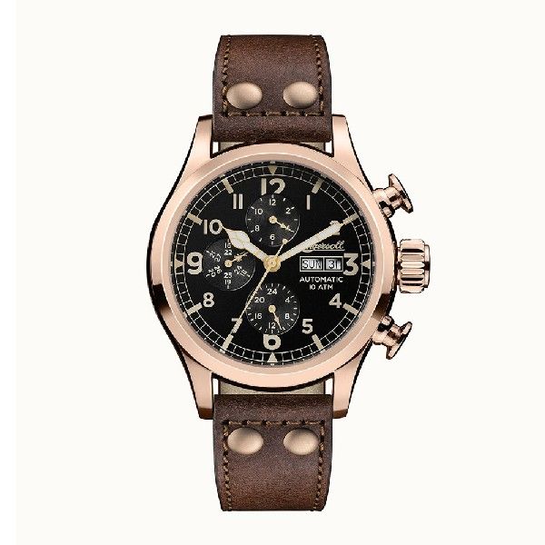 INGERSOLL THE ARMSTRONG AUTOMATIC ROSE GOLD STAINLESS STEEL I02201 BROWN LEATHER STRAP MEN'S WATCH