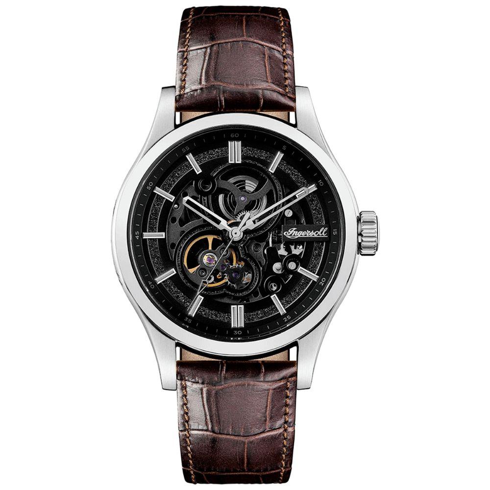 Ingersoll The Armstrong Automatic Silver Stainless Steel I06801 Brown Leather Strap Men's Watch