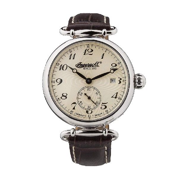 INGERSOLL SANTA MONICA AUTOMATIC SILVER STAINLESS STEEL IN1313CR BROWN LEATHER STRAP LADIES' WATCH