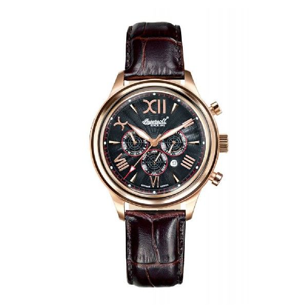 INGERSOLL HAIDA AUTOMATIC ROSE GOLD STAINLESS STEEL IN2810RBK BROWN LEATHER STRAP MEN'S WATCH