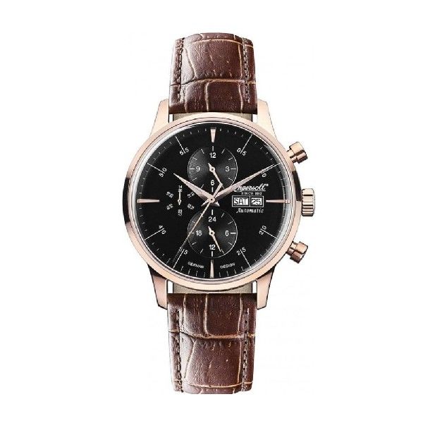 INGERSOLL COLUMBIA NO.1 AUTOMATIC ROSE GOLD STAINLESS STEEL IN2819RBK BROWN LEATHER STRAP MEN'S WATCH