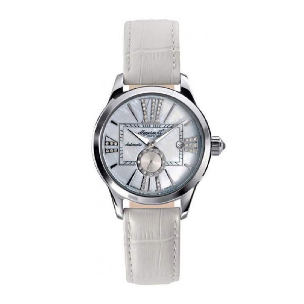 INGERSOLL DESTINY AUTOMATIC SILVER STAINLESS STEEL IN5007WH WHITE LEATHER STRAP LADIES' WATCH