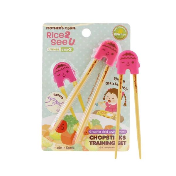 Mother's Corn Training Chopsticks - Pink