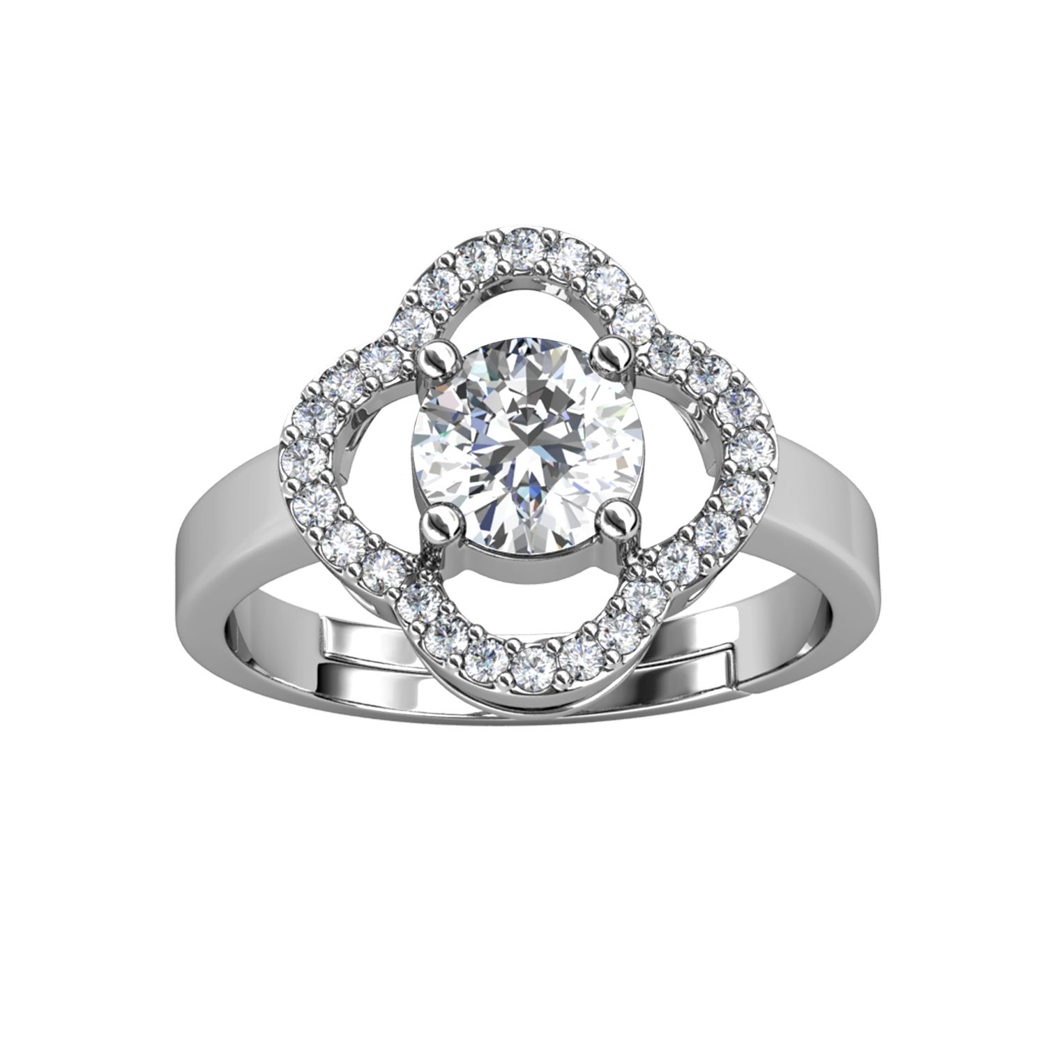Her Jewellery CELÈSTA Moissanite Diamond - Mon Trefle Ring (White Gold)