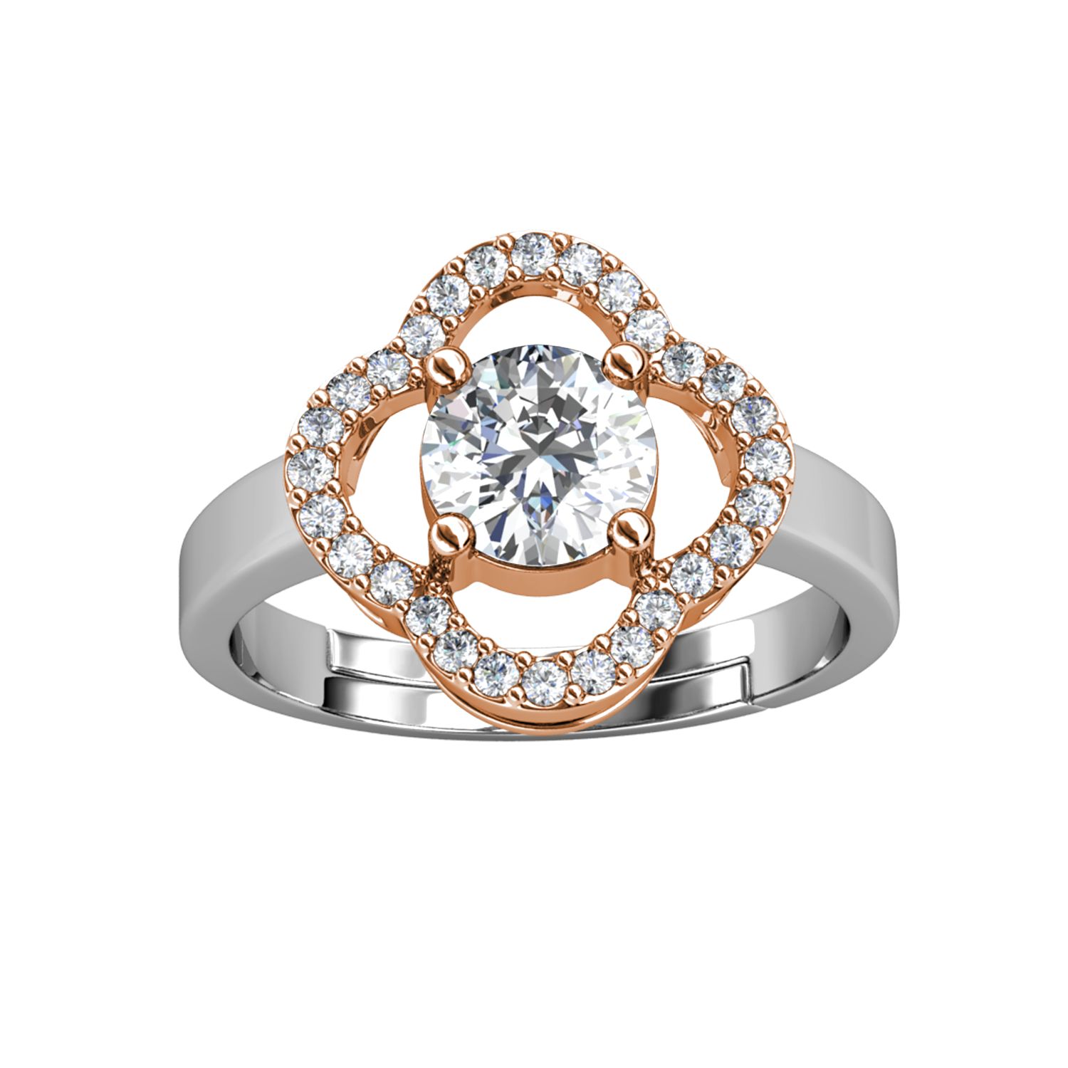 Her Jewellery CELÈSTA Moissanite Diamond - Mon Trefle Ring (Dual Tone)