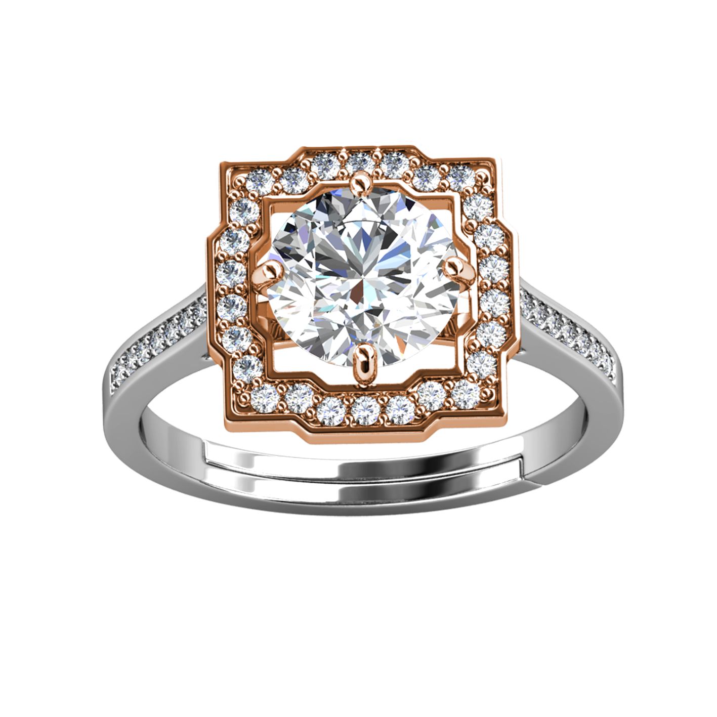 Her Jewellery CELÈSTA Moissanite Diamond - Carree Ring (Dual Tone)