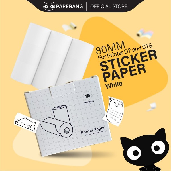 Paperang Official Paper - 79mm (±1mm) Sticker Paper compatible with D2 and C1S