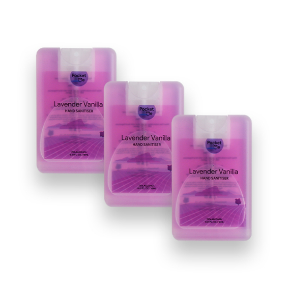Pocket Me Hand Sanitizer Spray Lavender Vanilla 3 x 18ml Pack
