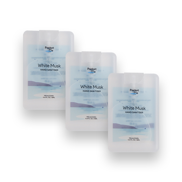 Pocket Me Hand Sanitizer Spray White Musk 3 x 18ml Pack
